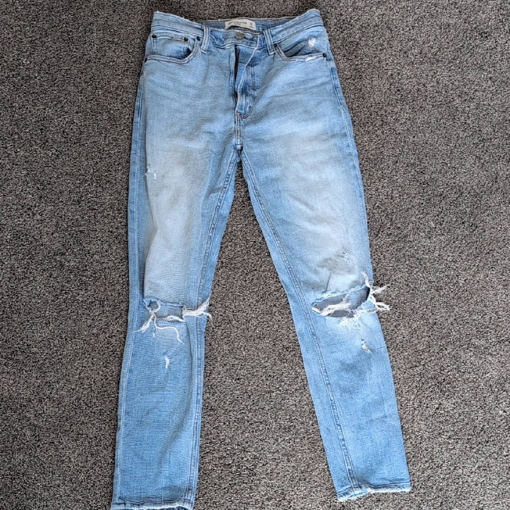 Abercrombie & Fitch Light Blue Ripped Skinny Jeans